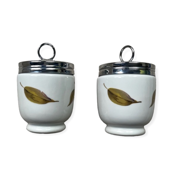 RARE Royal Worcester King Size 2-Egg Coddlers w/Peach & Berry Designs, Set of 2 - Picture 3 of 8